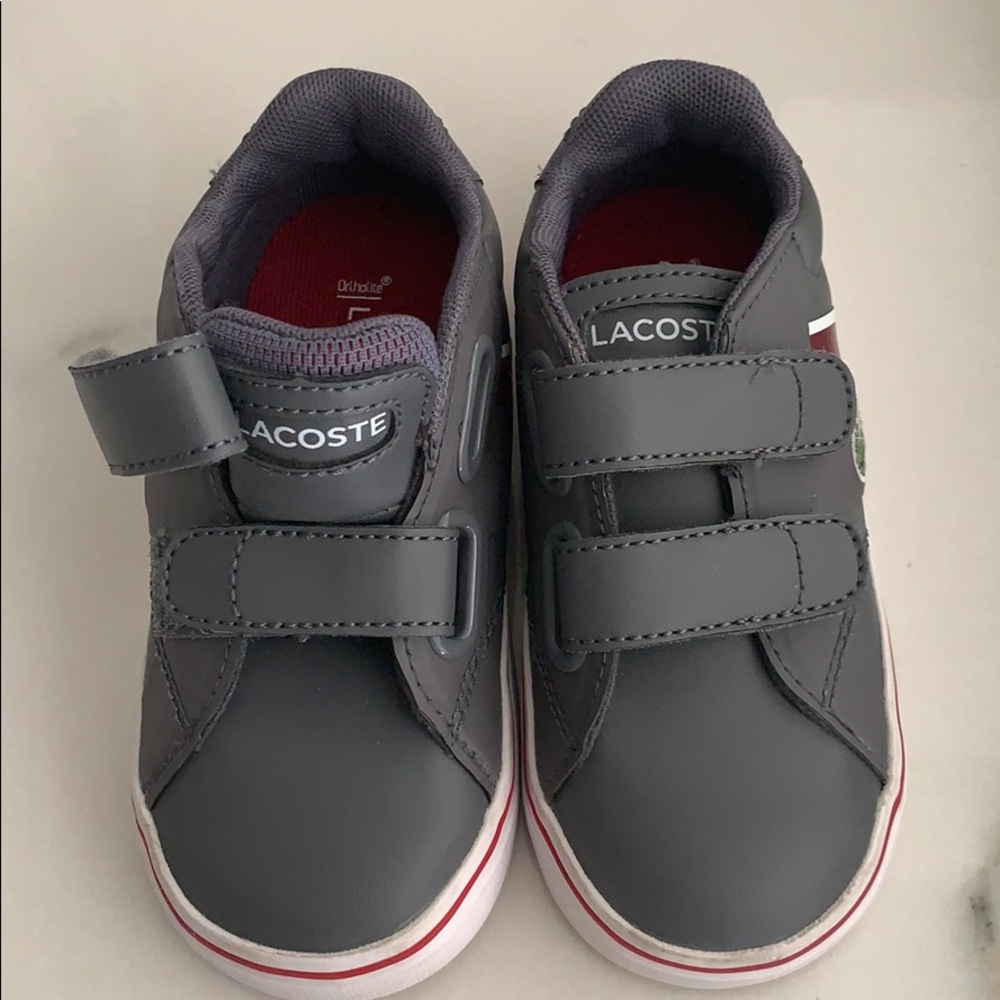 Boys Lacoste Velcro Gray Shoes Size 6